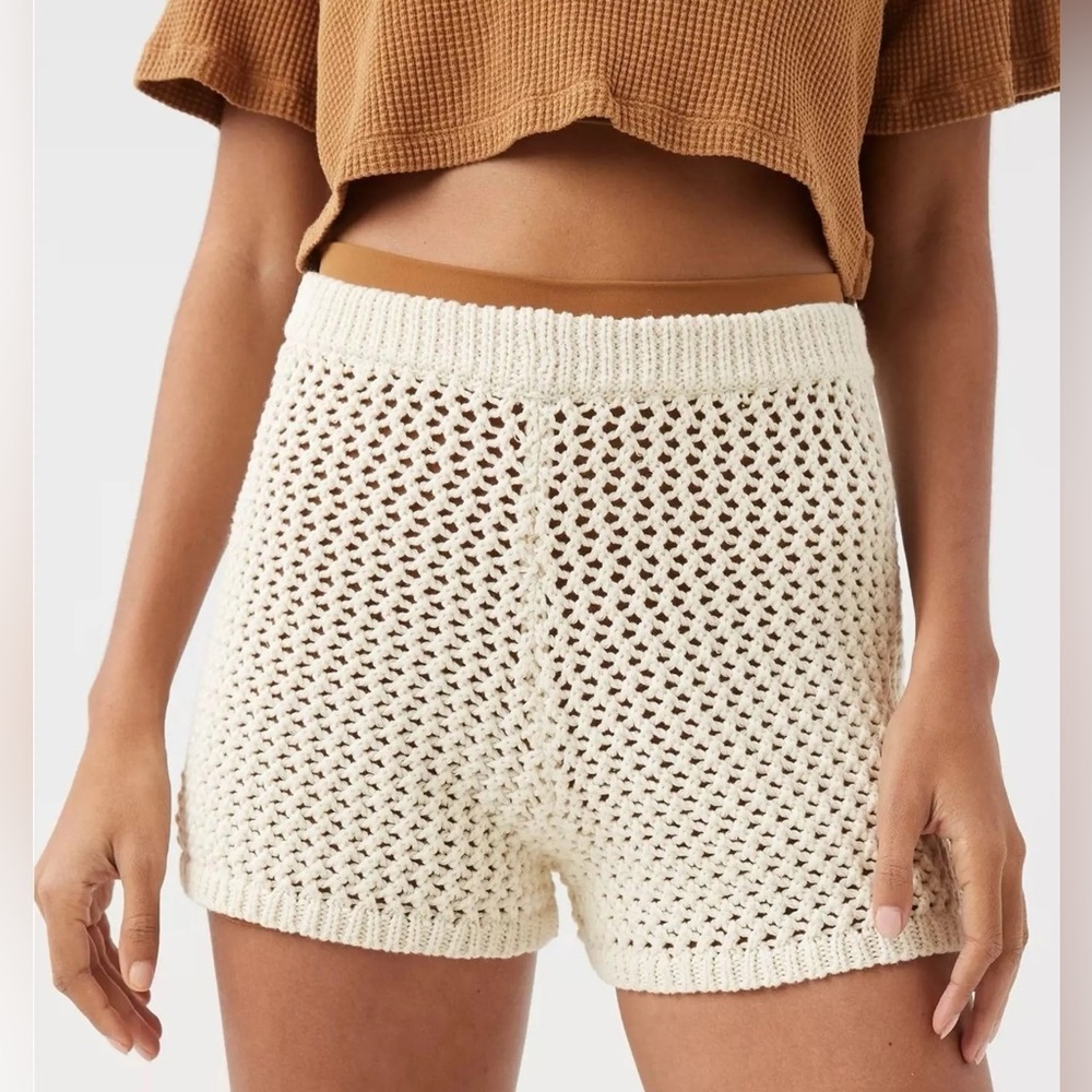 aerie Cream Crochet Knit Shorts
